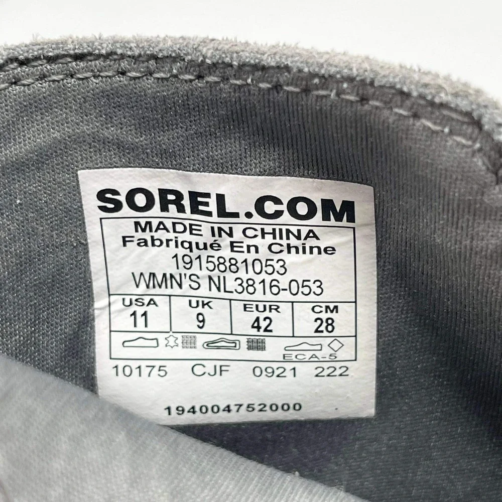 Sorel Evie Low Wedge Snow Bootie Womens 11 Gray Leather Pull On Casual READ‎
